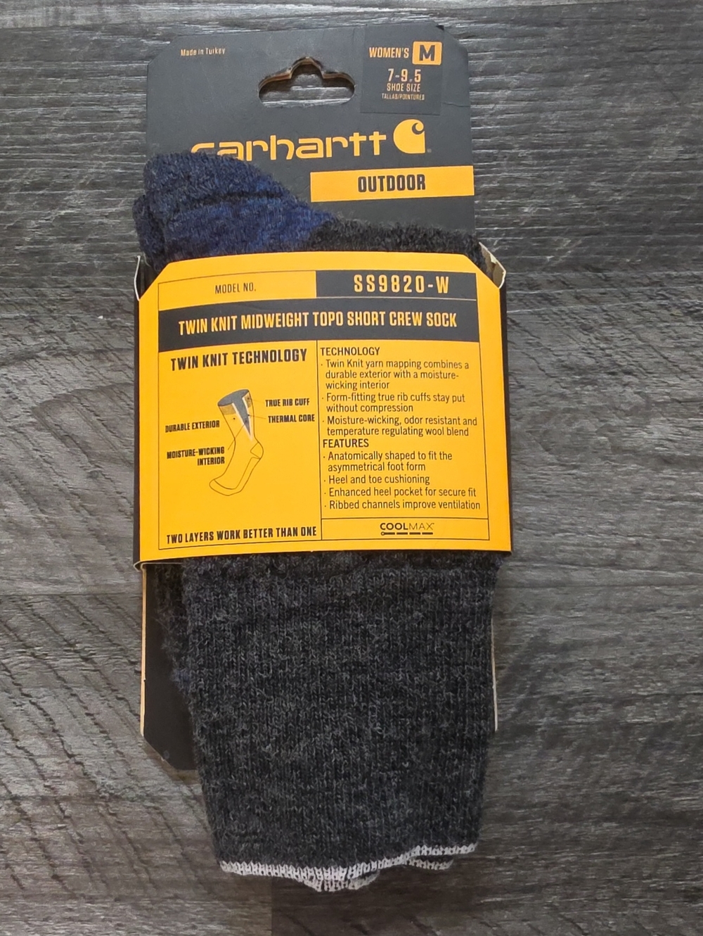 Carhartt Womens Twin Knit Midweight Short Crew Socks - Gray